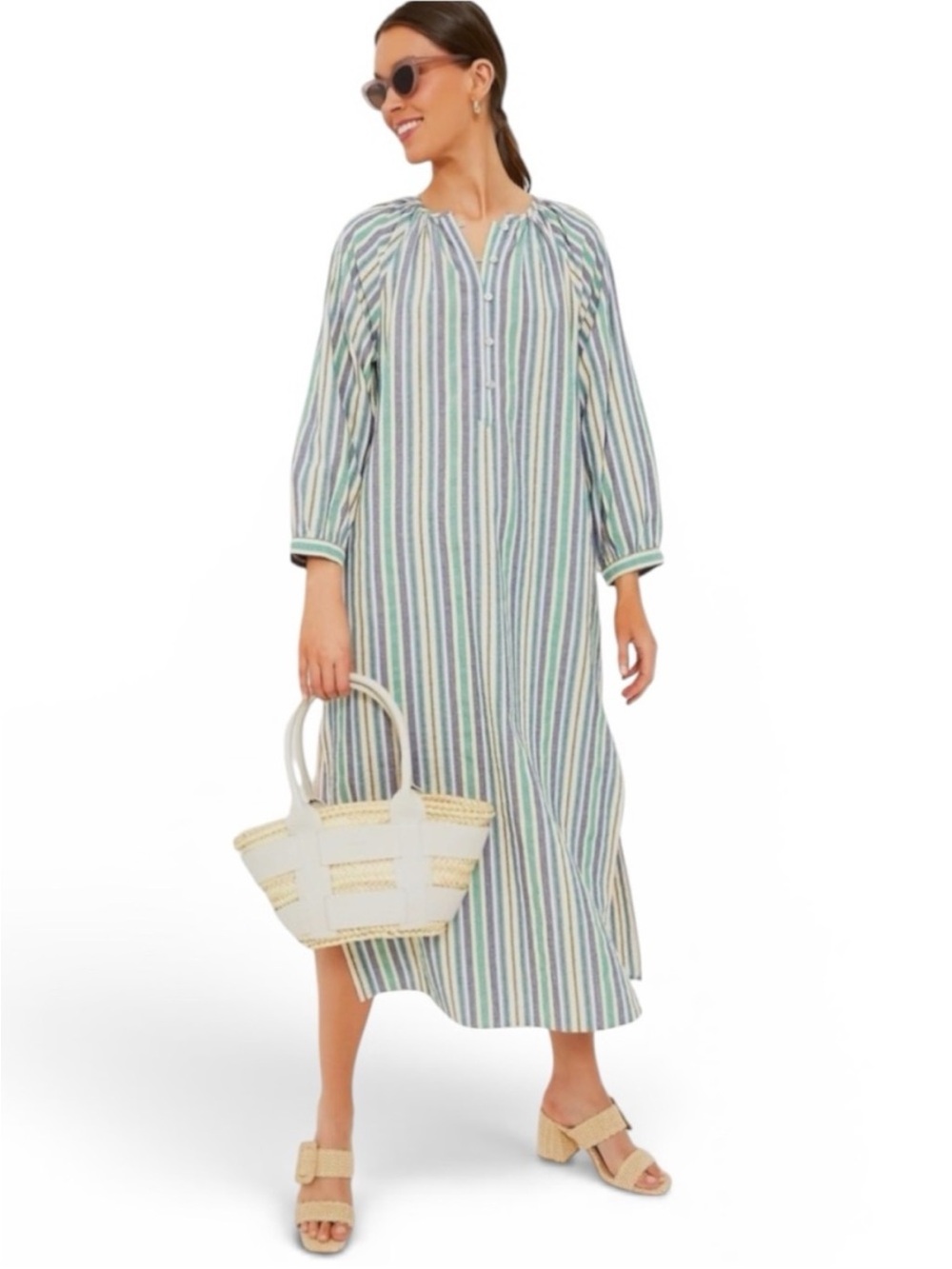 Tuckernuck Pomander Place Heidi Maxi Dress Zephyr Stripe Cotton Size Medium New
